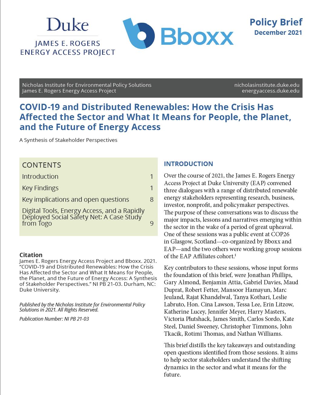 COVID-19 and Distributed Renewables cover