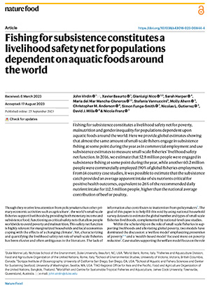 Fishing For Subsistence Constitutes a Livelihood Safety Net for Populations Dependent on Aquatic Foods around the World cover