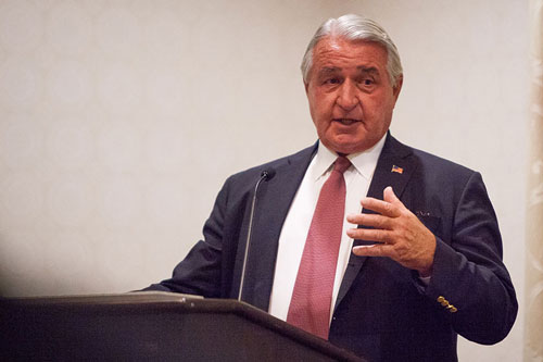 Pete Nicholas speaking in 2017
