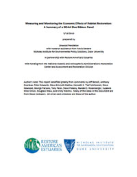 Measuring and Monitoring the Economic Effects of Restoration: Recommendations from a Blue Ribbon Panel