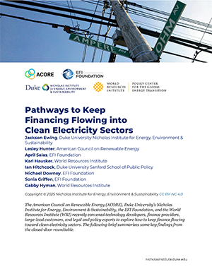 Pathways to Keep Financing Flowing into Clean Electricity Sectors cover