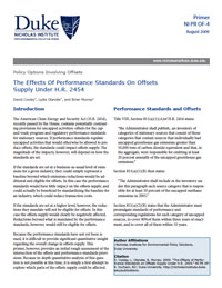 The Effects of Performance Standards on Offsets Supply Under H.R. 2454