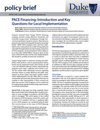 ﻿PACE Financing: Introduction and Key Questions for Local Implementation