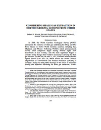 Considering Shale Gas Extraction in North Carolina: Lessons from Other States