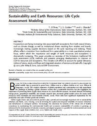 Sustainability and Earth Resources: Life Cycle Assessment Modeling