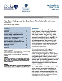 Mass-Based Trading under the Clean Power Plan: Options for Allowance Allocation