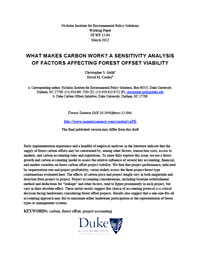 What Makes Carbon Work? A Sensitivity Analysis of Factors Affecting Forest Offset Viability