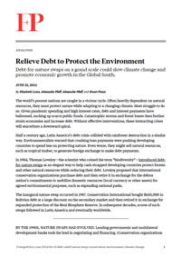 Relieve Debt to Protect the Environment first page