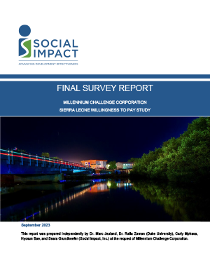 Millennium Challenge Corporation Sierra Leone Willingness to Pay Study cover