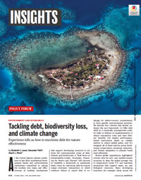 Tackling debt, biodiversity loss, and climate change cover image of island village